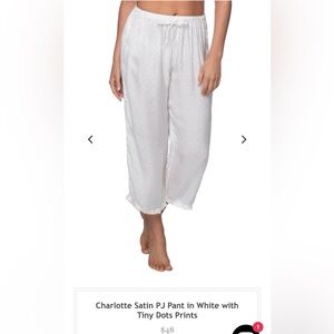 Charlotte Satin PJ Pant White w/Dots Prints. Subtle Luxury. NWOT. Multi sizes.
